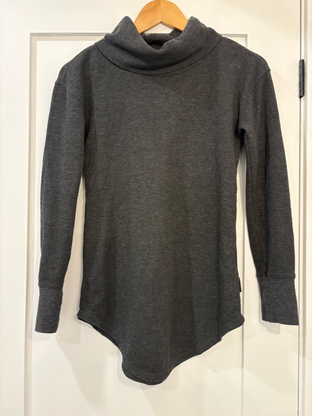 Wind River Heritage Rib Knit Turtleneck Tunic Top Charcoal Grey XS